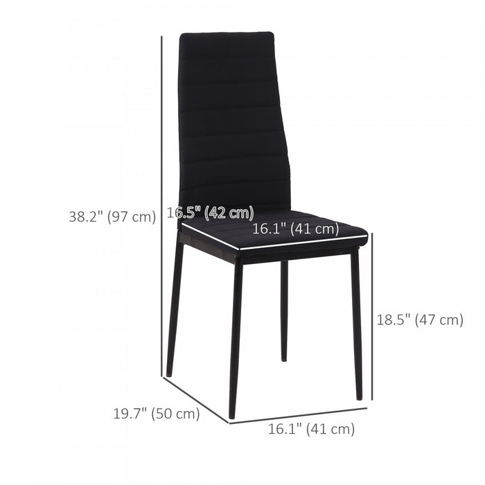 HOMCOM Dining Chairs Set of 4, Linen Fabric Upholstered Accent Chairs Black