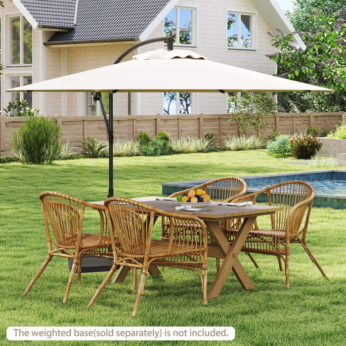 Costway 10' Hanging Umbrella Patio Sun Shade Offset Outdoor Market W/ T Cross Base Beige