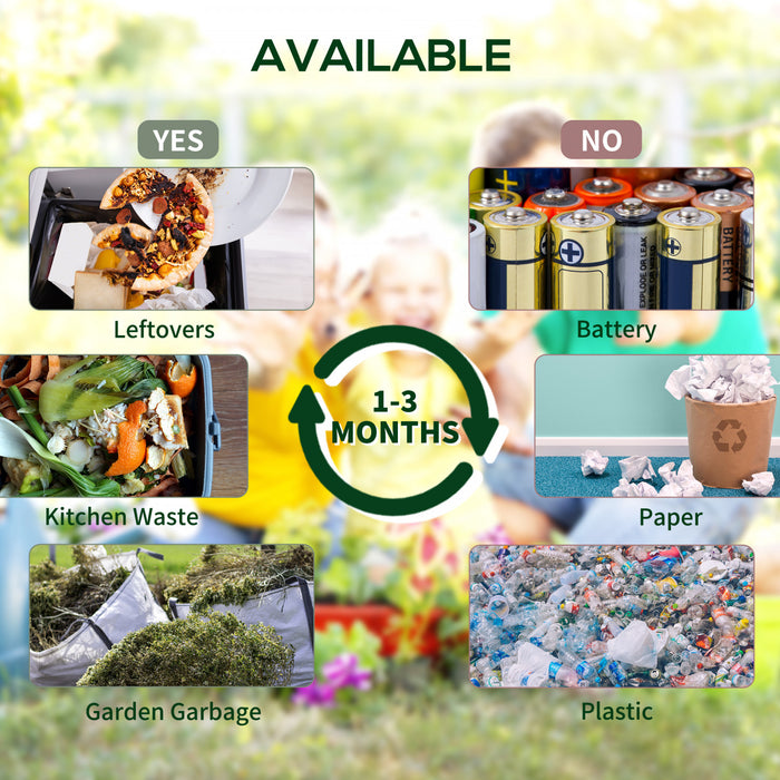 Outsunny 34.5 Gallon Dual Chamber Compost Bin, Rotating Composter, Compost Tumbler with 24 Ventilation Openings and Steel Legs, Green