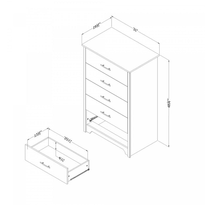 Fusion 5-drawer Chest - Bleached Oak 
