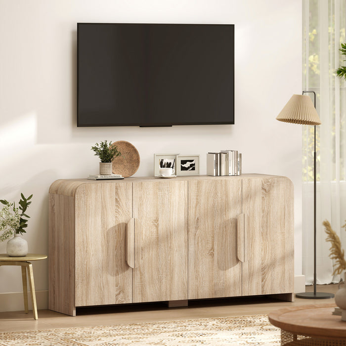 HOMCOM Sideboard Cabinet, 62\" Modern Buffet Cabinet with Soft-Close Doors