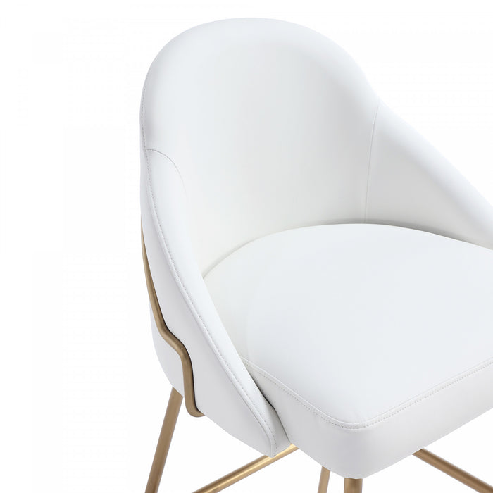 Gracie Modern Metal Upholstered Barstool in White and Gold - Set of 3