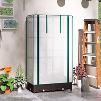 Outsunny Raised Bed With Trellis, Garden Box With Pe Cover, Drainage Holes