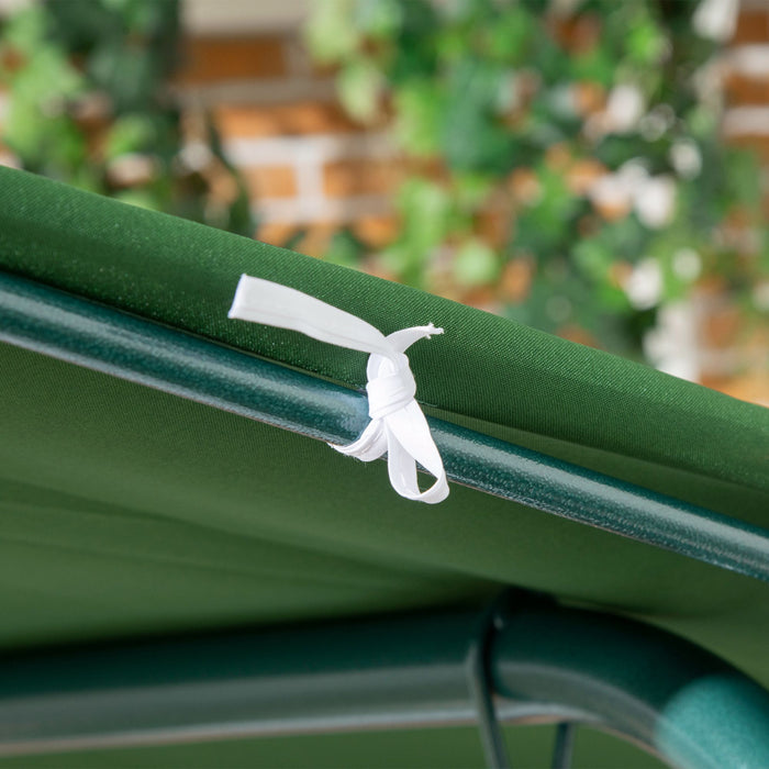 Outsunny 3-seat Patio Swing Chair With Adjustable Canopy Green And White