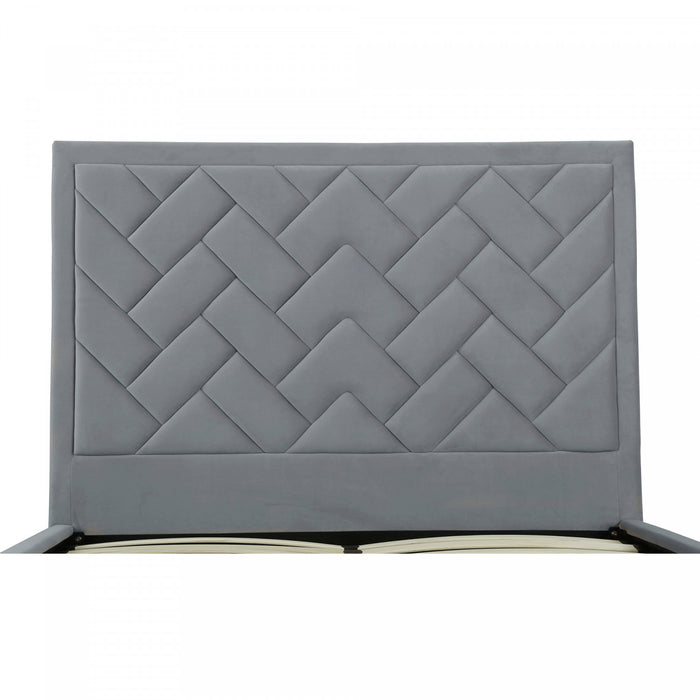 Crosby Modern Upholstered Velvet Queen Bed in Gray