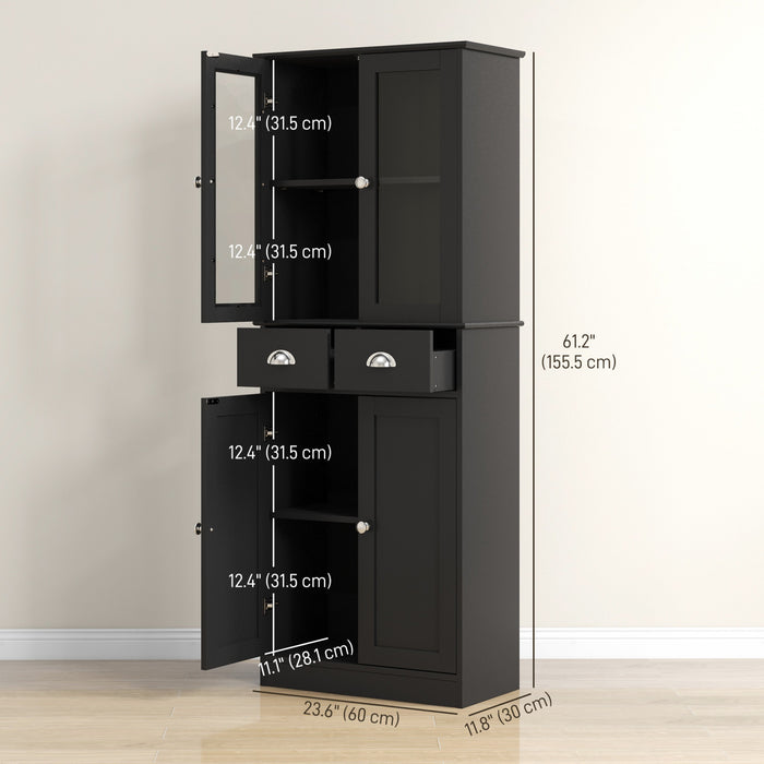 HOMCOM 61\" Kitchen Pantry Storage Cabinet w/ Shelves Soft Close Doors