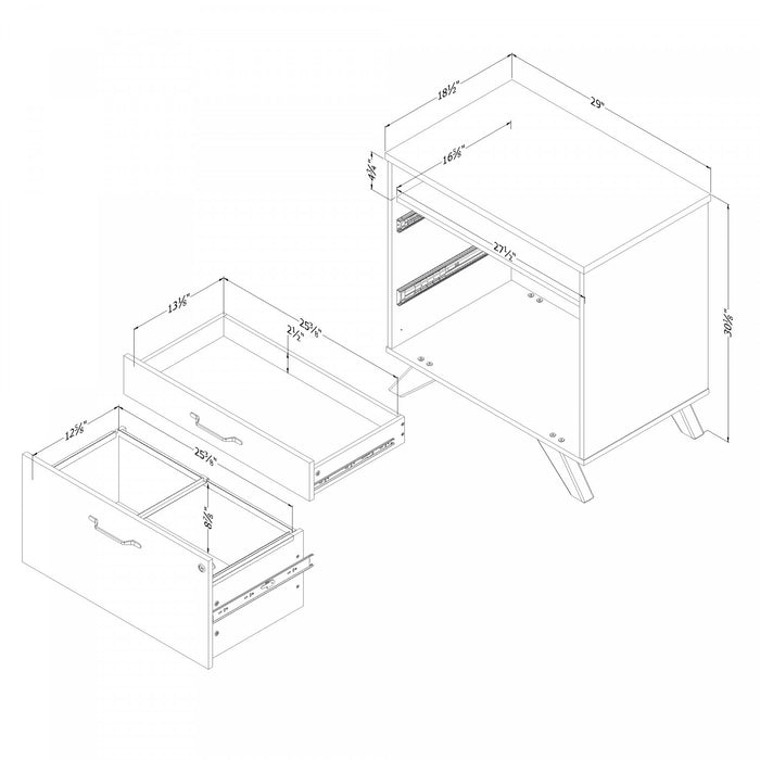 Helsy 2-drawer File Cabinet - Natural Walnut 