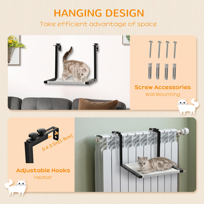 Pawhut Wall Mounted Cat Shelf, Kitten Perch, Kitty Furniture With Breathable Mesh Mat For Relaxing, Sleeping - Black