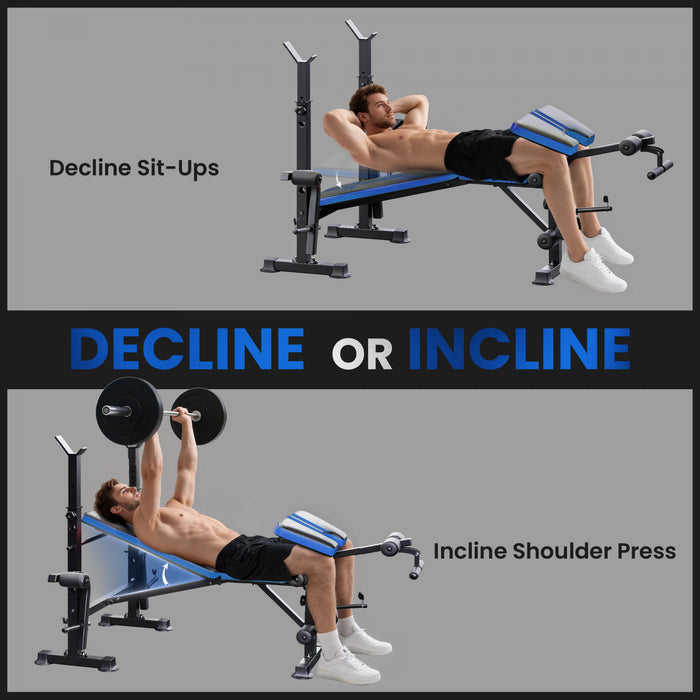Soozier Adjustable Weight Bench with Leg Extension, Home Gym Bench, Blue
