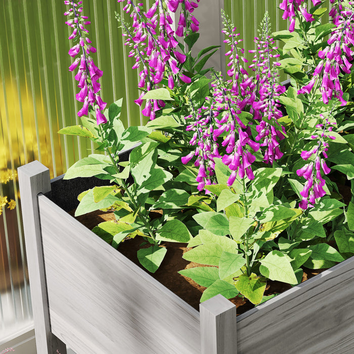 Outsunny Extra Large Wooden Planter Box with Legs & Drain Holes, Grey