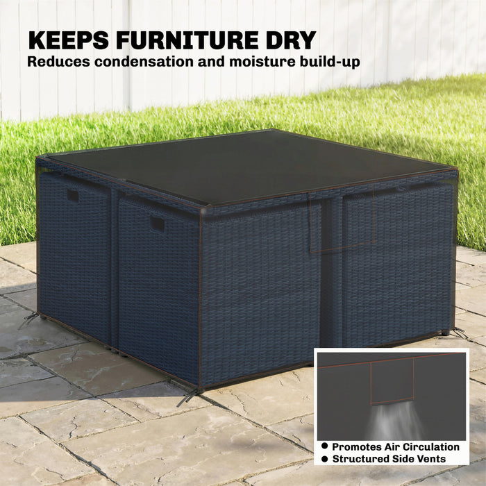 Outsunny Patio Furniture Cover Waterproof, 55.1\" x 55.1\" x 28.1\", Black