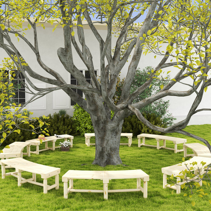 Outsunny Round Wooden Garden Tree Bench With Slatted Seat, Natural