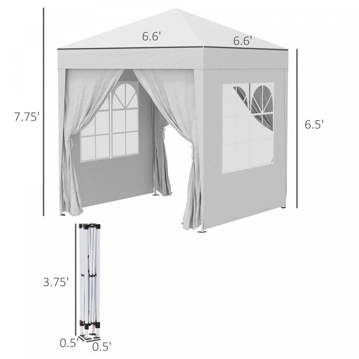 Outsunny 6.6'x6.6' Pop Up Gazebo Canopy Tent With Sidewalls, Instant Sun Shelter, With Carry Bag, For Outdoor, Garden, Patio, White
