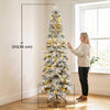 HOMCOM 7ft Prelit Flocked Christmas Tree, Downswept Hinged Xmas Tree