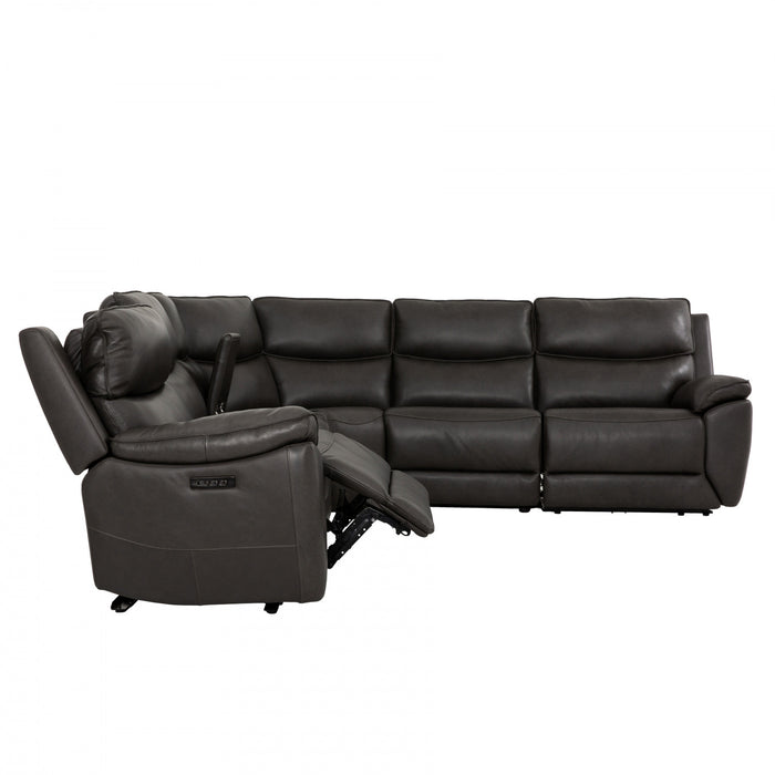 Rocco 6-Piece Leather Match Power Reclining Sectional with Adjustable Headrests and Storage Console - Espresso