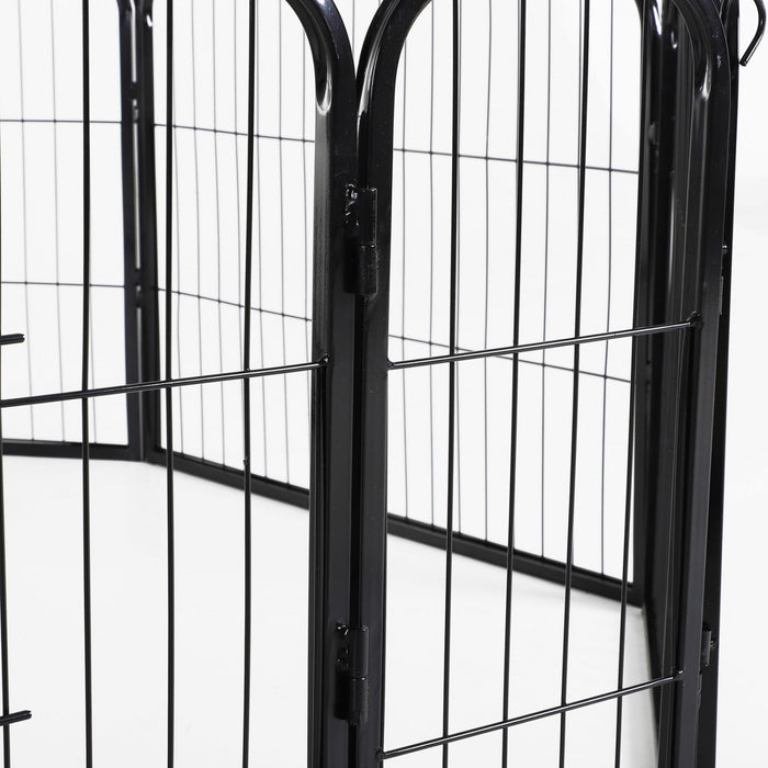 Pawhut Heavy Duty Dog Playpen, 8 Panel 23.5\" Height Metal Pet Puppy Exercise Pen, Diy Design, Outdoor Indoor, For Small Medium Dogs, Black