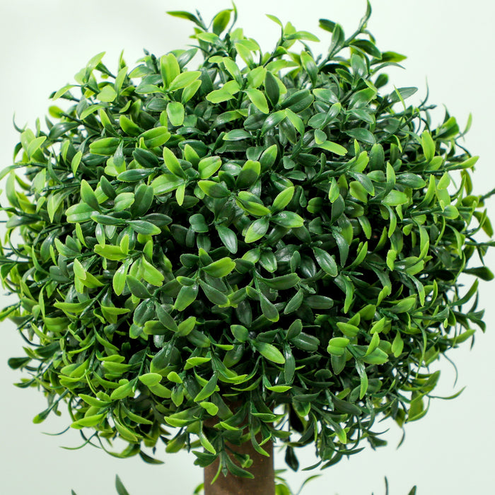 HOMCOM 2 Pack Artificial Boxwood Topiary Ball Trees, Fake Plants in Pot
