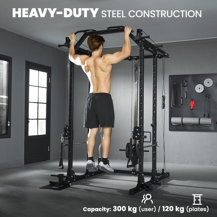 Soozier Multi-Functional Power Rack, Smith Machine with Pull Up Bar