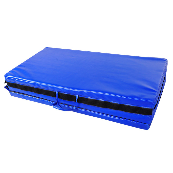 Soozier 4ft X 8ft X 2inch Tri-fold Gymnastics Tumbling Mat Exercise Mat With Carrying Handles For Mma, Martial Arts, Stretching, Core Workouts, Dark Blue