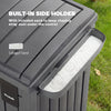 Outsunny 29 Gallon Outdoor Garbage Bin with Dual Lid and Side Holder, Waterproof Plastic Garbage Can with Drip Tray, Outdoor Waste Trash Can for Patio, Backyard, Garden, Grey