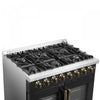 Forno Galiano 36" French Door Dual Fuel Range, Black, 5.36 cu. ft. - FFSGS6356-36BLK | Cuisiniere a double combustible Galiano de 36 po, noire, 5.36 pi³ - FFSGS6356-36BLK