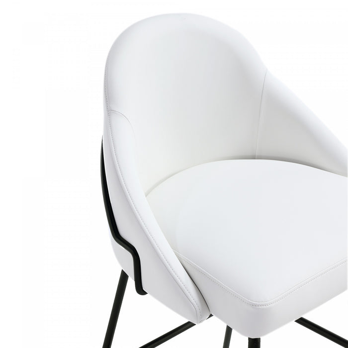 Gracie Modern Metal Upholstered Barstool in White and Black Bar Stool