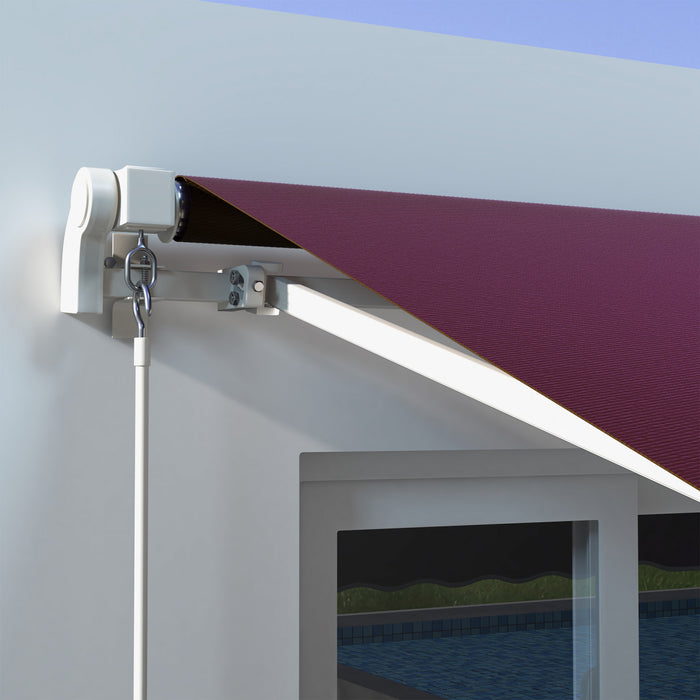 Outsunny 10' X 8' Retractable Awning With Led Lights, Uv40+, Wine Red