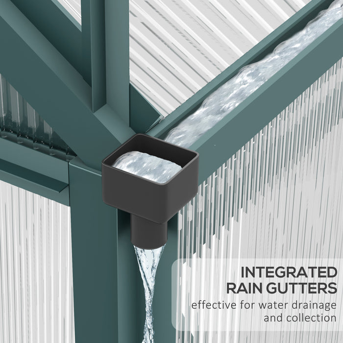 Outsunny 10.2' X 6.3' X 6.6' Clear Polycarbonate Greenhouse Large Walk-in Green House Garden Plants Grow Galvanized Base Aluminium Frame W/ Slide Door