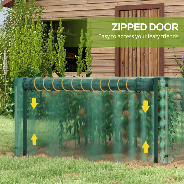 Outsunny 12' x 4' Crop Cage, Plant Protector with Zipper Roll-Up Door