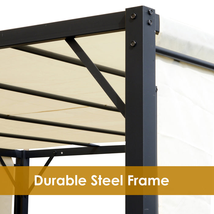 Outsunny 10' X 10' Steel Pergola Retractable Canopy Cream White