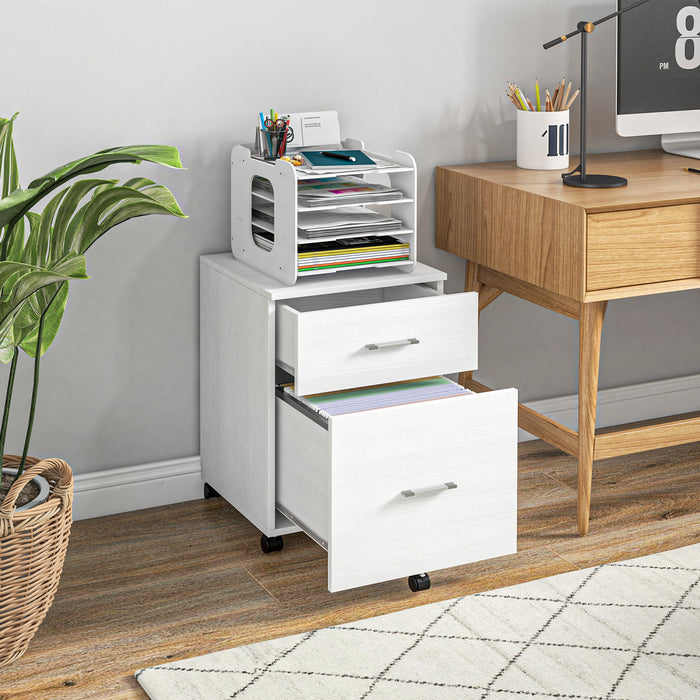 Vinsetto Filing Cabinet For Letter Or A4 Files W/ 2 Drawers Casters