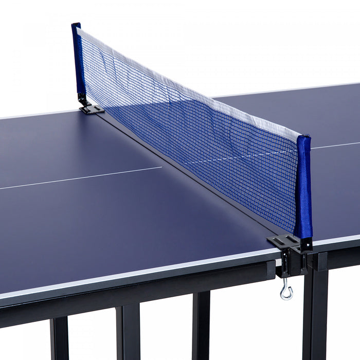 Soozier 6x3ft Compact Midsize Table Tennis Table Multi-use Family Ping-pong Table Free Standing Folding Blue