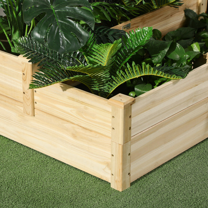 Outsunny 3 Tier Raised Garden Bed, Wooden Raised Planter Box Kit For Growing Vegetables, Herbs, Flowers, 42.5\"x 34.6\" X14.2\", Natural