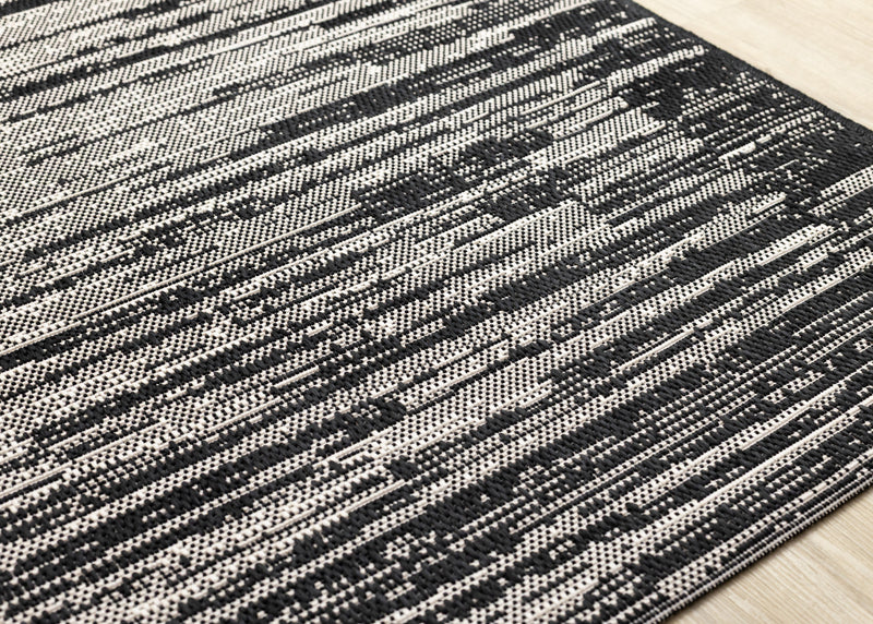 Jackson Black Grey Distressed Outdoor Rug, 6'7\" x 9'6\" Outdoor Area Rug