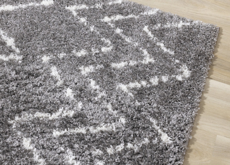 Taylor Grey Cream Rustic Diamond Rug, 7'10\" x 10'6\" Indoor Area Rug