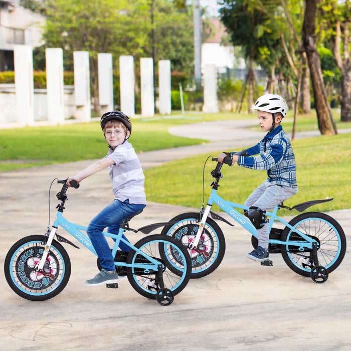 Costway 18\" Kid's Bike For 4-8 With Height-adjustable Handlebar & Saddle Handbrake Blue