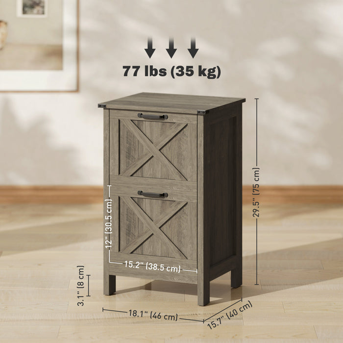 HOMCOM File Cabinet with 2 Drawers Filing Cabinet for A4 Letter, Grey Wash