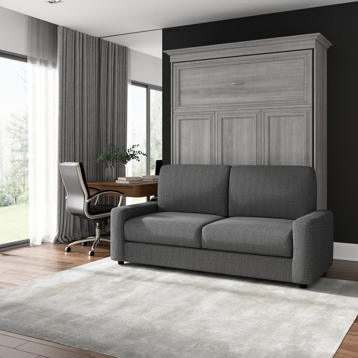 Bestar Versatile Queen Murphy Bed with Sofa (78 W) - Platinum Grey