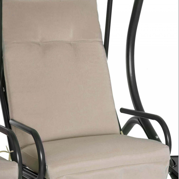 Outsunny 2-seat Patio Swing Chair W/ Removable Canopy & Cup Holders, Beige