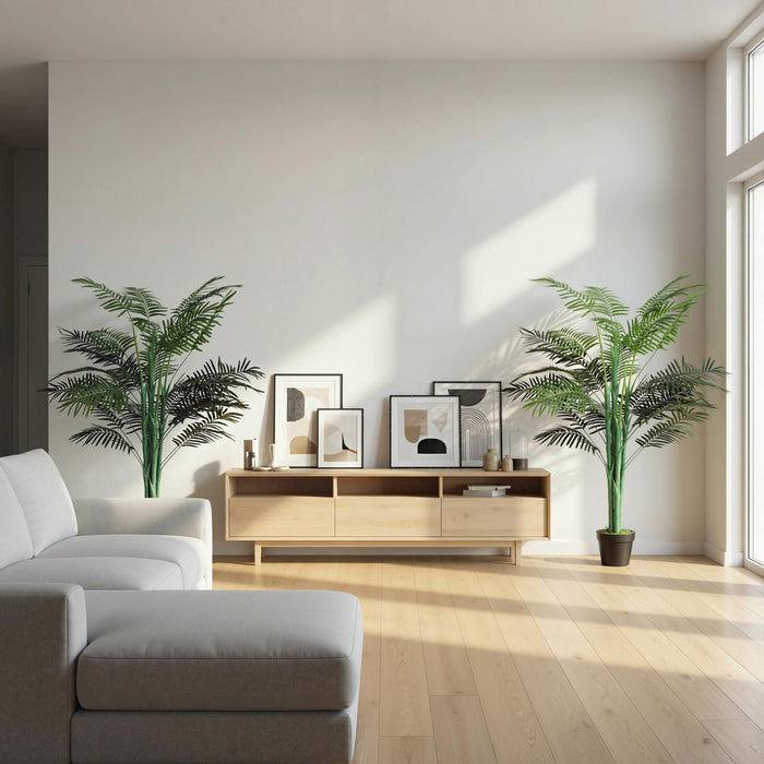 Outsunny 5FT Artificial Tropical Palm Tree Faux Plant with Lifelike Leaves