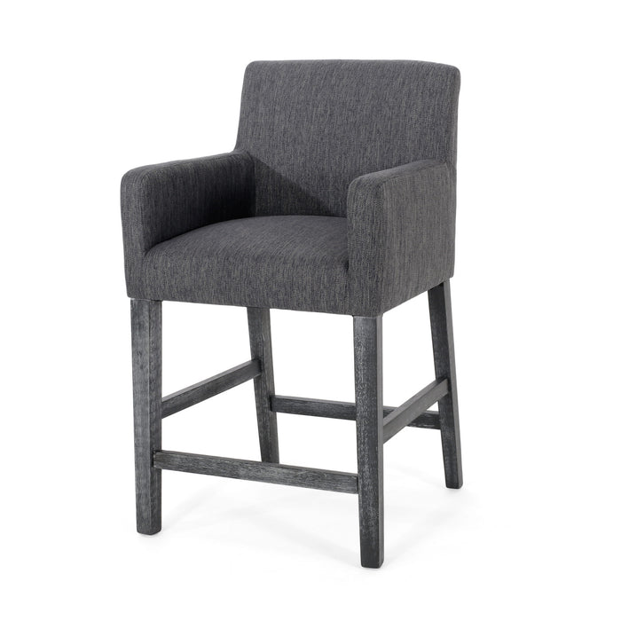 Lewis 26\" Seat Height Counter Stool With Upholstered Fabric And Solid Wood Legs, Charcoal