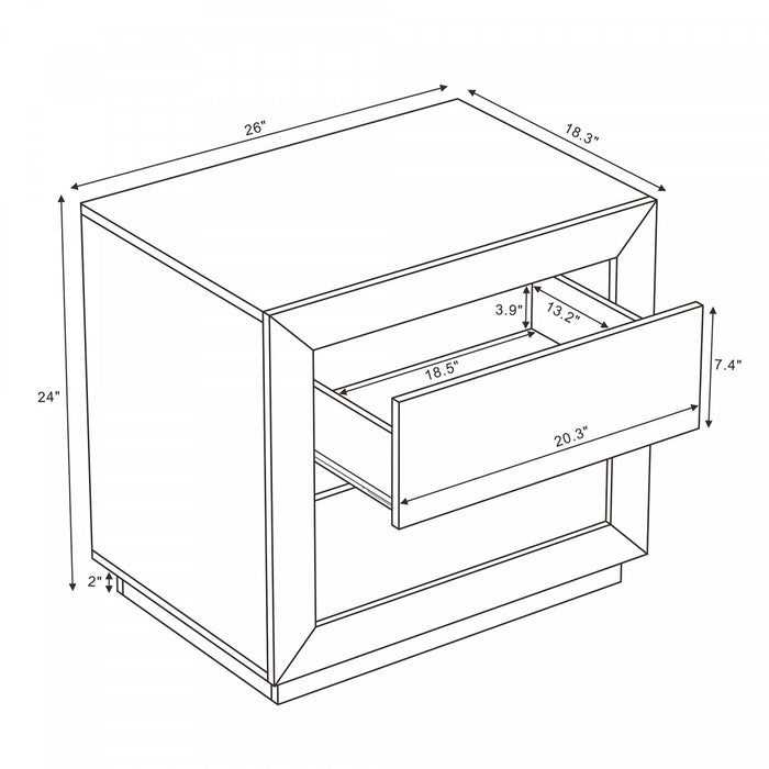 Soren Contemporary 26\" Nightstand in Whitewashed Oak (2-Drawer)