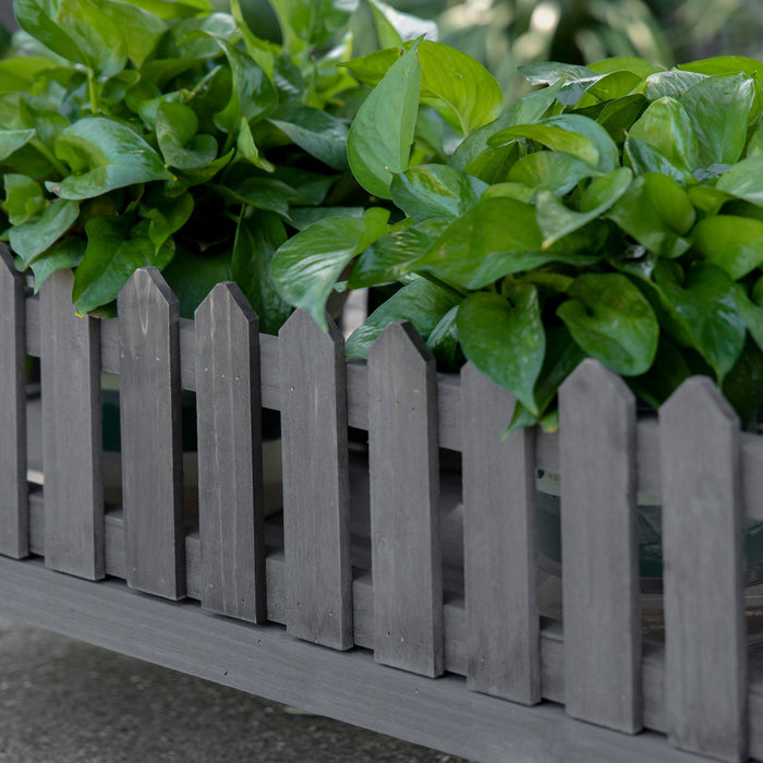 Outsunny Wooden Raised Garden Bed Free Standing Elevated Planter Box With Storage Shelf For Flowers, Vegetables, Herbs, 47\" X 12\" X 36\", Grey