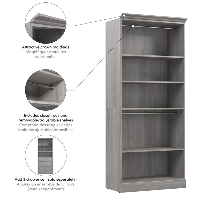 Bestar Versatile 36 W Closet Organizer - Platinum Grey