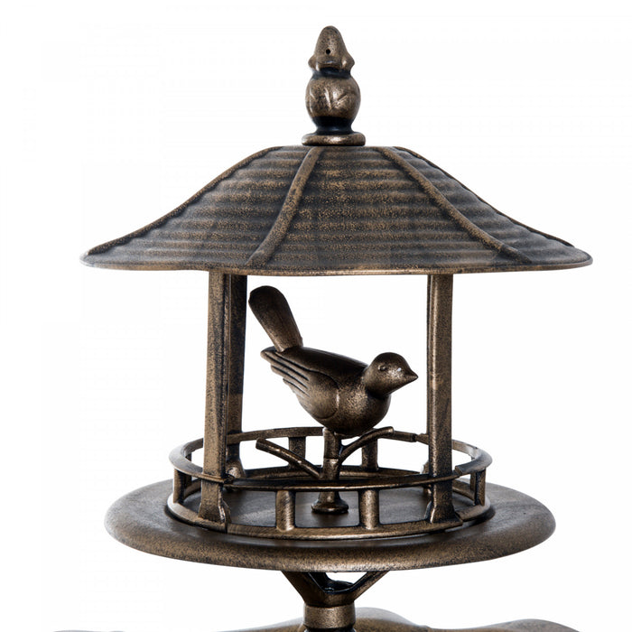 Outsunny 3-in-1 Garden Bird Bath Bowl Pedastal With Bird Feeder, Gold