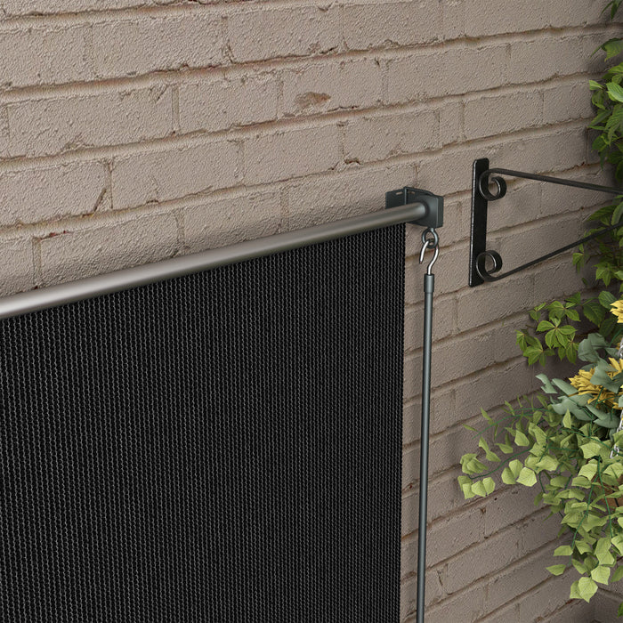 Outsunny Outdoor Roller Shade, 8' X 6' Patio Door Blinds, Black