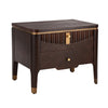 Liam Modern Wave Design Nightstand with 2 Storage Drawers,Dark Brown  | La table de nuit moderne Liam avec design en vague et 2 tiroirs de rangement, couleur brun fonce