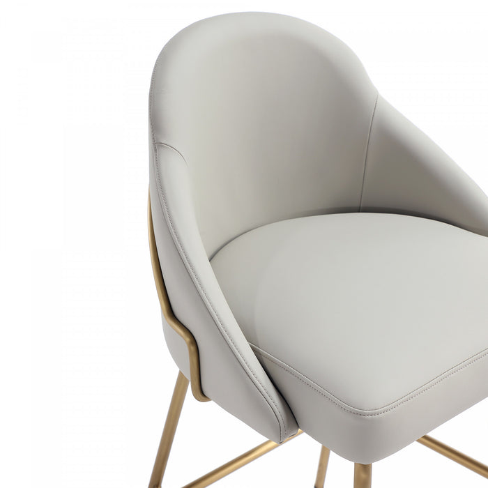 Gracie Modern Metal Upholstered Barstool in Stone Gray and Gold - Set of 2