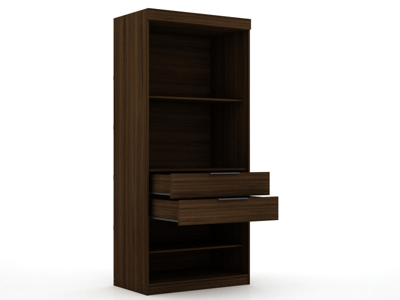 Mulberry Contemporary Modern 36\" Wardrobe Closet in Chestnut Brown - Set of 2
