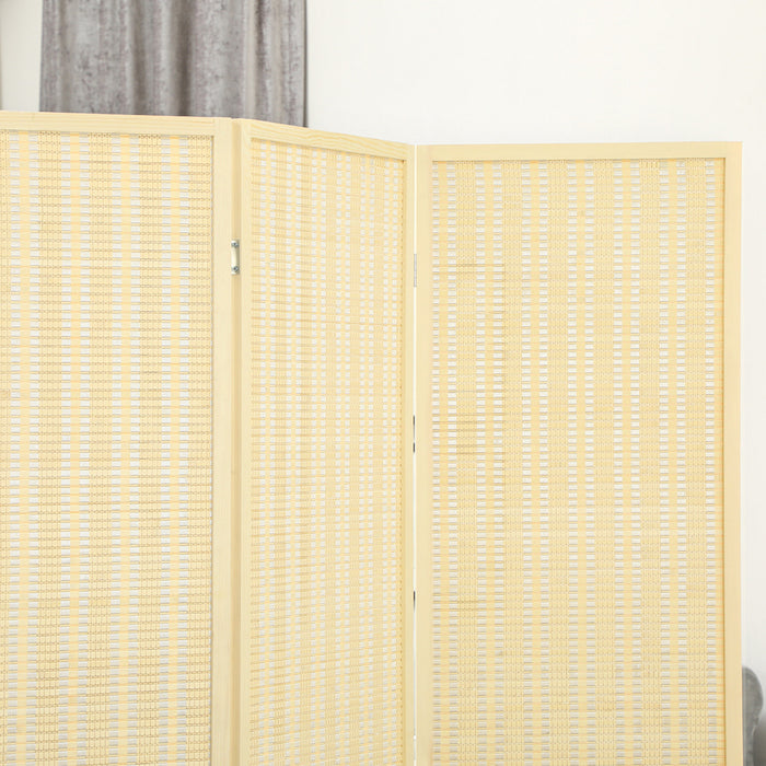 HOMCOM 6 Ft 3 Panel Room Divider, Folding Bamboo Privacy Screens, Natural